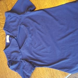 Vintage retro navy puff sleeve top button chest